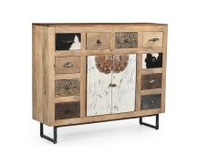 COWHIDE PATCHWORK CHEST OF DRAWERS