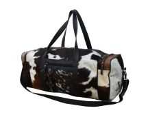 COWHIDE PATCH OVERNIGHT BAG