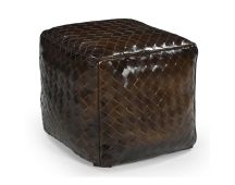 GENUINE LEATHER LATTICE OTTOMAN