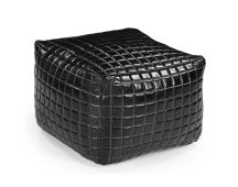 SLEEK BLACK LEATHER OTTOMAN