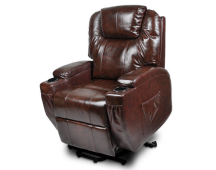 Recliner Lift Heat Massage Armchair Sofa Leather 2 Motor Chair Brown