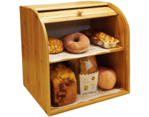 Bamboo Bread Storage Box - 2 Compartment Sections