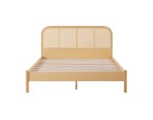 Lulu Bed Frame with Curved Rattan Bedhead - Queen