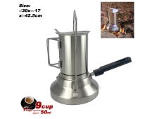 2 In 1 Camping Stainless Steel 9Cup Pot Moka Coffee Maker Italian Espresso Kettle 2024 NEW MODLE