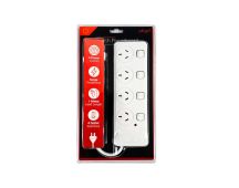 4 Outlet Power Board With Surge Protection with Individual Switches 1M Lead Cable