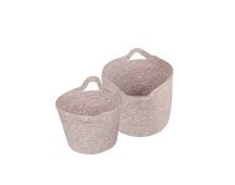 2 Piece Cotton Rope String Carry Handles Storage Baskets Set