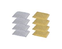 8PK Non Scratch Mesh Sponge Metallic Silver and Gold