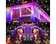 200 Solar LED Icicle Fairy Lights 8 Function Memory Hold Christmas Decoration Multicolor