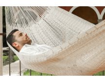 Mayan Legacy Queen Size Outdoor Cotton Mexican Hammock in Marble Colour