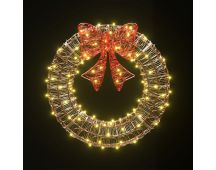 Jingle Jollys Christmas Lights 60cm Motif 160 LED Solar Wreath Xmas Decorations